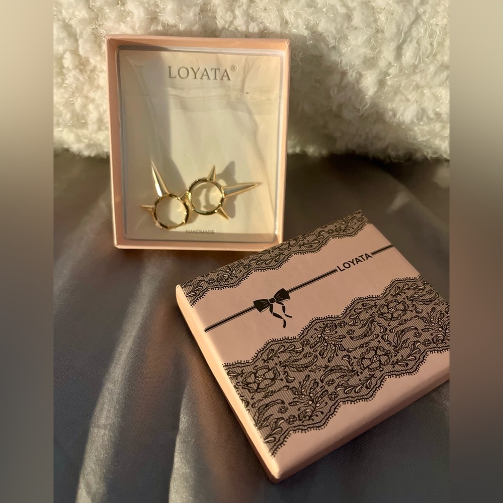 Gold Spike Hoop Earrings